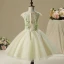 Chic / Beautiful Hall Wedding Party Dresses 2017 Flower Girl Dresses Sage Green Short Ball Gown Cascading Ruffles Short Sleeve Scoop Neck Lace Appliques Flower Pearl