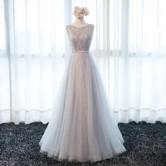Snygga Fina Hall Formella Klänningar 2017 Aftonklänningar Grå Långa Prinsessa Cascading Volanger Skärp Urringning Ärmlös Halterneck Spets Appliqués Beading Pärla