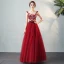 Chic / Beautiful Evening Party Formal Dresses 2017 Evening Dresses  Burgundy Floor-Length / Long A-Line / Princess Cascading Ruffles Scoop Neck Sleeveless Backless Bow Sash Lace Appliques Crystal