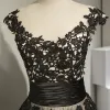 Chic / Beautiful Hall Formal Dresses 2017 Party Dresses Black Knee-Length A-Line / Princess Scoop Neck Backless Sleeveless Sash Lace Appliques