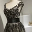 Chic / Beautiful Hall Formal Dresses 2017 Party Dresses Black Knee-Length A-Line / Princess Scoop Neck Backless Sleeveless Sash Lace Appliques