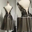 Chic / Beautiful Hall Formal Dresses 2017 Party Dresses Black Knee-Length A-Line / Princess Scoop Neck Backless Sleeveless Sash Lace Appliques