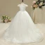 Chic / Beautiful Church Wedding Party Dresses 2017 Flower Girl Dresses White Ball Gown Chapel Train Scoop Neck Short Sleeve Lace Flower Appliques Rhinestone Pearl