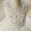 Chic / Belle Église Robe Pour Mariage 2017 Robe Ceremonie Fille Blanche Asymétrique Robe Boule Volants en Cascade Encolure Dégagée Sans Manches Perle Appliques Fleur