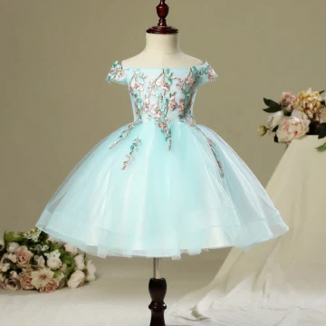 Chic Belle Salle Robe Pour Mariage 2017 Robe Ceremonie Fille Bleu Ciel Courte Robe Boule Volants En Cascade De L Épaule Dos Nu Manches Courtes Faux Diamant Perle Appliques Fleur