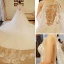 Luxury / Gorgeous Ivory See-through Wedding Dresses 2018 A-Line / Princess Scoop Neck Sleeveless Appliques Lace Beading Crystal Rhinestone Ruffle Royal Train