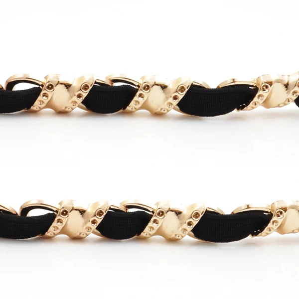 Moderne / Mode Noire de retour Ceinture 2020 Métal Rayé Boucle Cocktail Soirée Accessorize