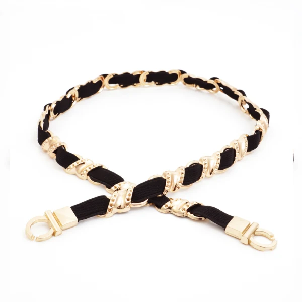Moderne / Mode Noire de retour Ceinture 2020 Métal Rayé Boucle Cocktail Soirée Accessorize