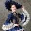 Vintage / Retro Medieval Navy Blue Ball Gown Prom Dresses 2021 High Neck Zipper Up Long Sleeve 3D Lace Appliques Embroidered Beading Sequins Cosplay Prom Chapel Train Formal Dresses