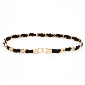 Moderne Mode Noire De Retour Ceinture 2020 Métal Rayé Boucle Cocktail Soirée Accessorize