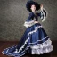 Vintage / Retro Medieval Navy Blue Ball Gown Prom Dresses 2021 High Neck Zipper Up Long Sleeve 3D Lace Appliques Embroidered Beading Sequins Cosplay Prom Chapel Train Formal Dresses
