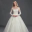 Luxe Ivoire Robe De Mariée 2020 Princesse U-Cou Manches Longues Brodé Fleur Appliques Dos Nu Perlage Chapel Train Mariage