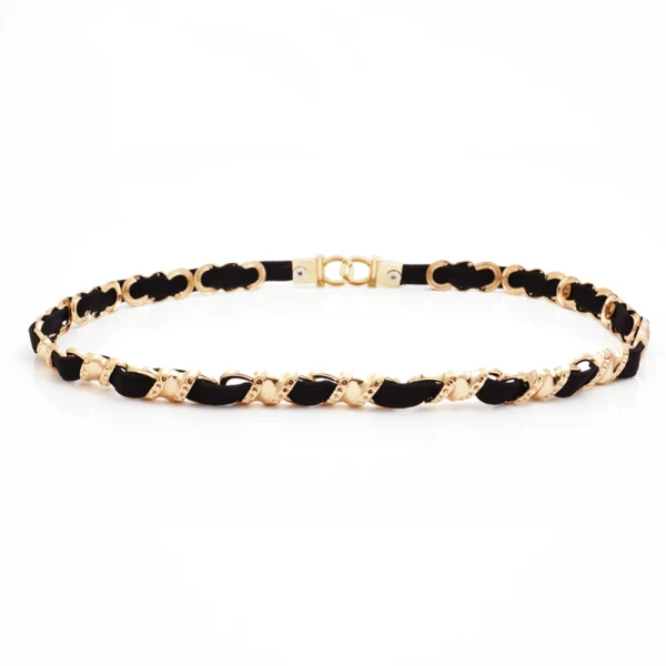 Moderne / Mode Noire de retour Ceinture 2020 Métal Rayé Boucle Cocktail Soirée Accessorize