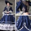 Vintage / Retro Medieval Navy Blue Ball Gown Prom Dresses 2021 High Neck Zipper Up Long Sleeve 3D Lace Appliques Embroidered Beading Sequins Cosplay Prom Chapel Train Formal Dresses