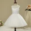 Chic / Beautiful Church Wedding Party Dresses 2017 Flower Girl Dresses White Short A-Line / Princess Cascading Ruffles Scoop Neck Sleeveless Flower Appliques Glitter Sequins