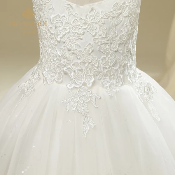 Chic / Beautiful Church Wedding Party Dresses 2017 Flower Girl Dresses White Short A-Line / Princess Cascading Ruffles Scoop Neck Sleeveless Flower Appliques Glitter Sequins