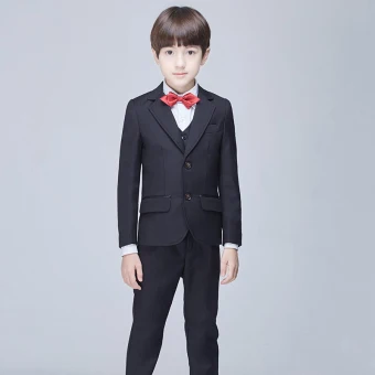 Modest Simple Black Long Sleeve Boys Wedding Suits 2017