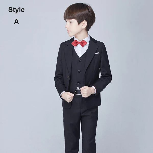 Modest / Simple Black Long Sleeve Boys Wedding Suits 2017
