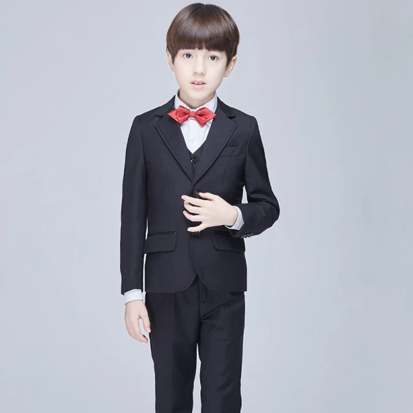Modest / Simple Black Long Sleeve Boys Wedding Suits 2017