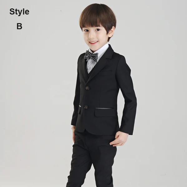 Modest / Simple Black Long Sleeve Boys Wedding Suits 2017