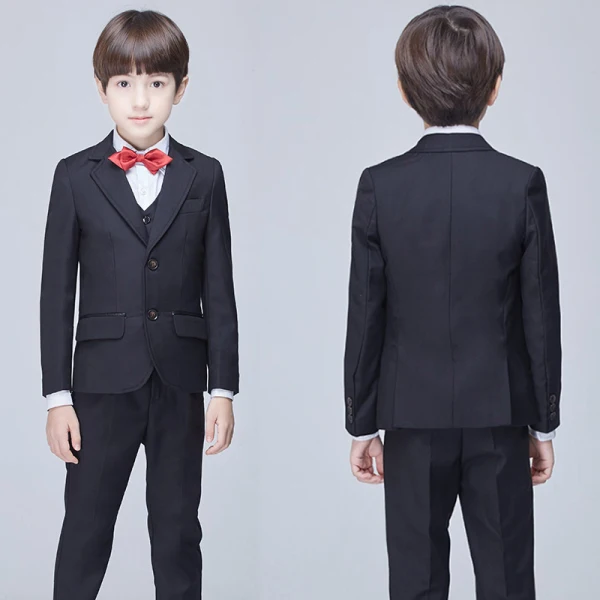 Modest / Simple Black Long Sleeve Boys Wedding Suits 2017