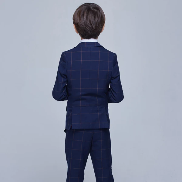 Modest / Simple Navy Blue Long Sleeve Boys Wedding Suits 2017