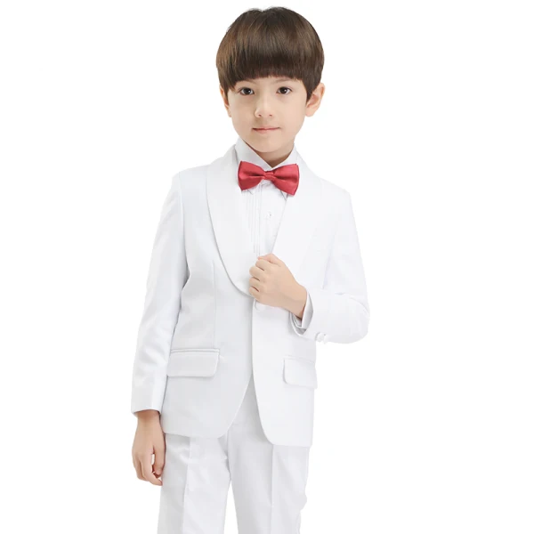 Simple Blanche Manches Longues Boys Wedding Suits 2017