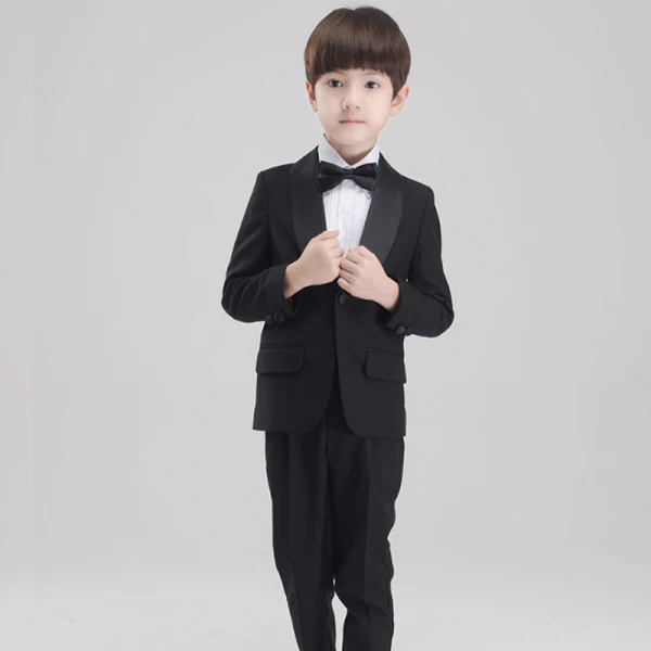 Simple Blanche Manches Longues Boys Wedding Suits 2017