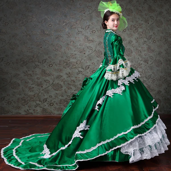 Vintage / Retro Medieval Navy Blue Ball Gown Prom Dresses 2021 High Neck Zipper Up Long Sleeve 3D Lace Appliques Embroidered Beading Sequins Cosplay Prom Chapel Train Formal Dresses