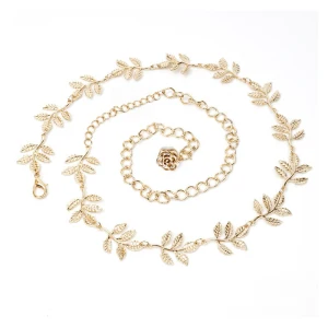 Chic Beautiful Silver Evening Party Belt 2020 Metal Leaf Flower Homecoming Prom Accessories
