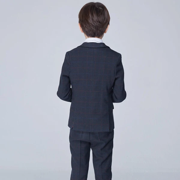 Modest / Simple Black Checked Long Sleeve Boys Wedding Suits 2017