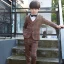 Proste / Simple Pomarańczowy W paski Długie Rękawy Boys Wedding Suits 2017