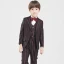Modest / Simple Black Burgundy Striped Long Sleeve Boys Wedding Suits 2017