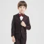 Modest / Simple Black Burgundy Striped Long Sleeve Boys Wedding Suits 2017