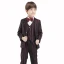 Modest / Simple Black Burgundy Striped Long Sleeve Boys Wedding Suits 2017
