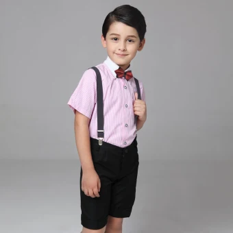 Modern Fashion Candy Pink Short Sleeve Boys Wedding Suits 2017