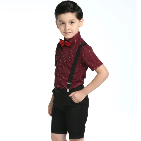 Modern / Fashion Candy Pink Short Sleeve Boys Wedding Suits 2017