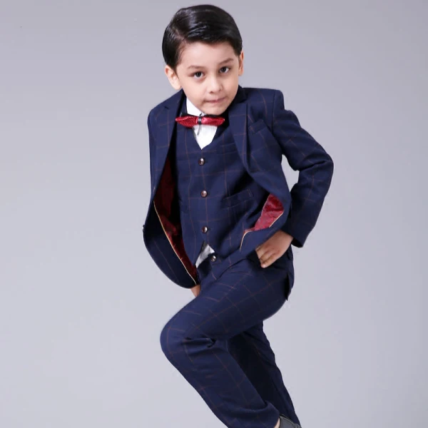 Proste / Simple Czerwone w kratę Długie Rękawy Boys Wedding Suits 2017