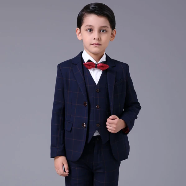 Proste / Simple Czerwone w kratę Długie Rękawy Boys Wedding Suits 2017