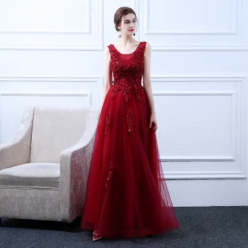 Chic Belle Bordeaux Robe De Soirée 2018 Princesse Encolure Dégagée Sans Manches Paillettes Appliques Fleur Longue Volants Dos Nu Robe De Ceremonie