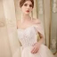 Discount Ivory Wedding Dresses 2018 Ball Gown Off-The-Shoulder Short Sleeve Backless Appliques Lace Ruffle Floor-Length / Long