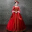 Vintage / Retro Medieval Red Ball Gown Prom Dresses 2021 Square Neckline Zipper Up 3/4 Sleeve Floor-Length / Long Embroidered Lace Satin Cosplay Prom Formal Dresses