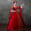 Vintage / Retro Medieval Red Ball Gown Prom Dresses 2021 Square Neckline Zipper Up 3/4 Sleeve Floor-Length / Long Embroidered Lace Satin Cosplay Prom Formal Dresses