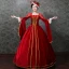 Vintage / Retro Medieval Red Ball Gown Prom Dresses 2021 Square Neckline Zipper Up 3/4 Sleeve Floor-Length / Long Embroidered Lace Satin Cosplay Prom Formal Dresses