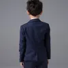 Modern / Fashion Navy Blue Long Sleeve Boys Wedding Suits 2017