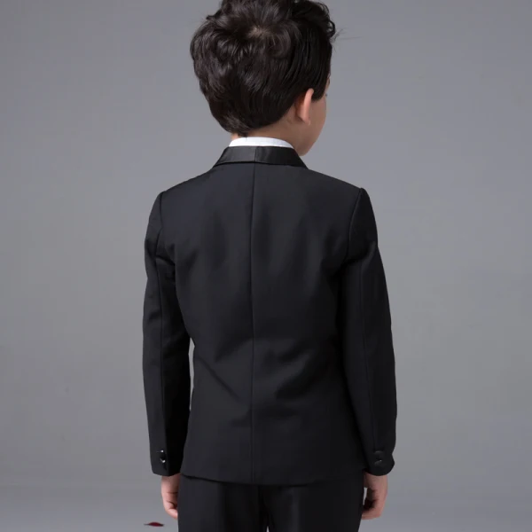 Proste / Simple Ślub Boys Wedding Suits 2017 Czarne Długie Rękawy