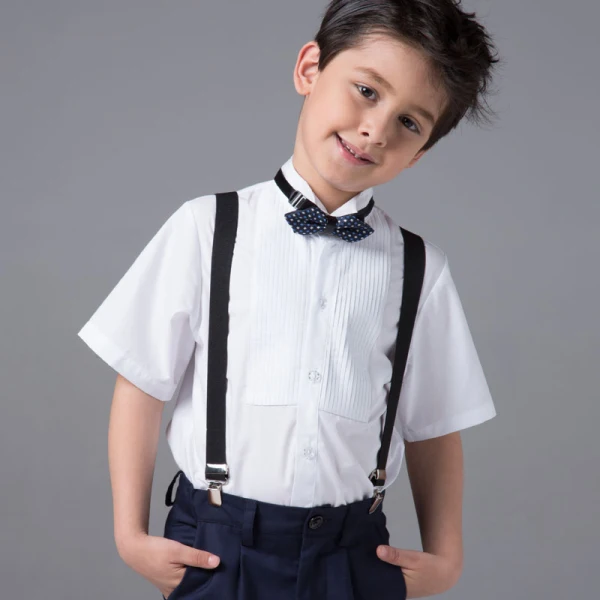 Modest / Simple Boys Wedding Suits 2017 White Short Sleeve