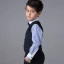 Modest / Simple Wedding Boys Wedding Suits Spotted Vest Striped Shirt 2017 Navy Blue Long Sleeve