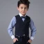 Modest / Simple Wedding Boys Wedding Suits Spotted Vest Striped Shirt 2017 Navy Blue Long Sleeve