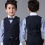 Modest / Simple Wedding Boys Wedding Suits Spotted Vest Striped Shirt 2017 Navy Blue Long Sleeve